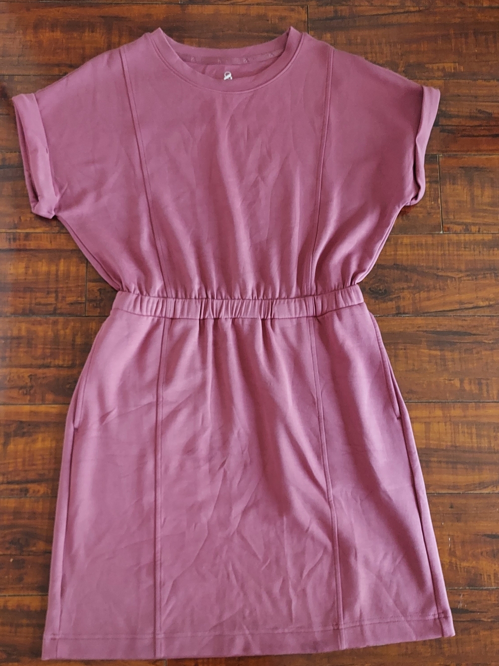 Women's Rose Mauve Elastic-Waist Tee Dress